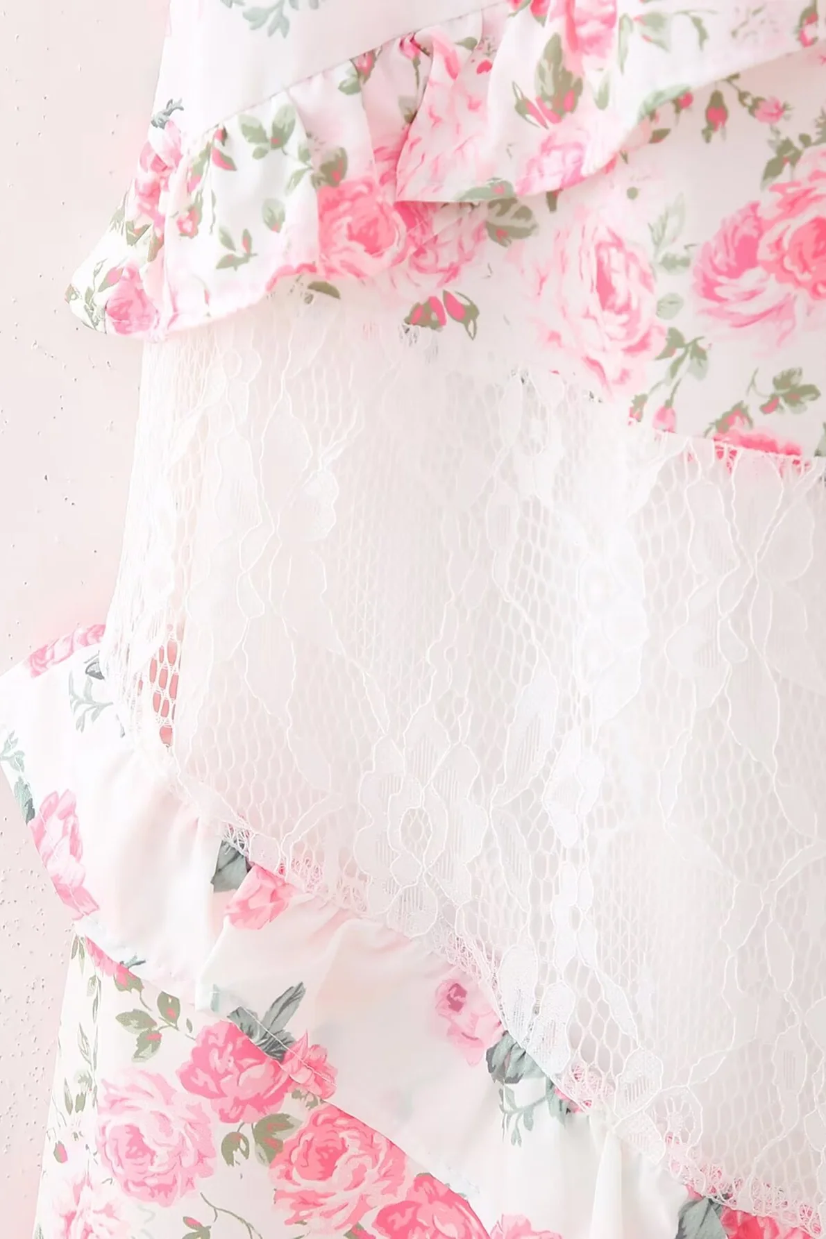 Pink Floral Print Ruffles Long Summer Dress - Image 6