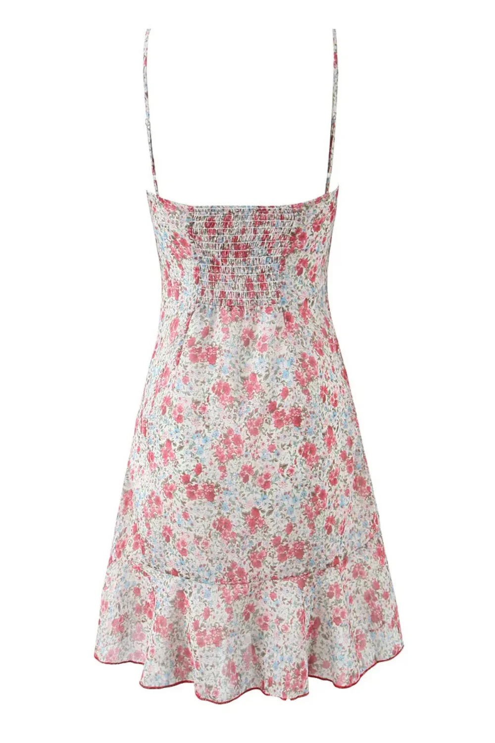 Pink Floral Spaghetti Strap Bow Long Dress - Image 2
