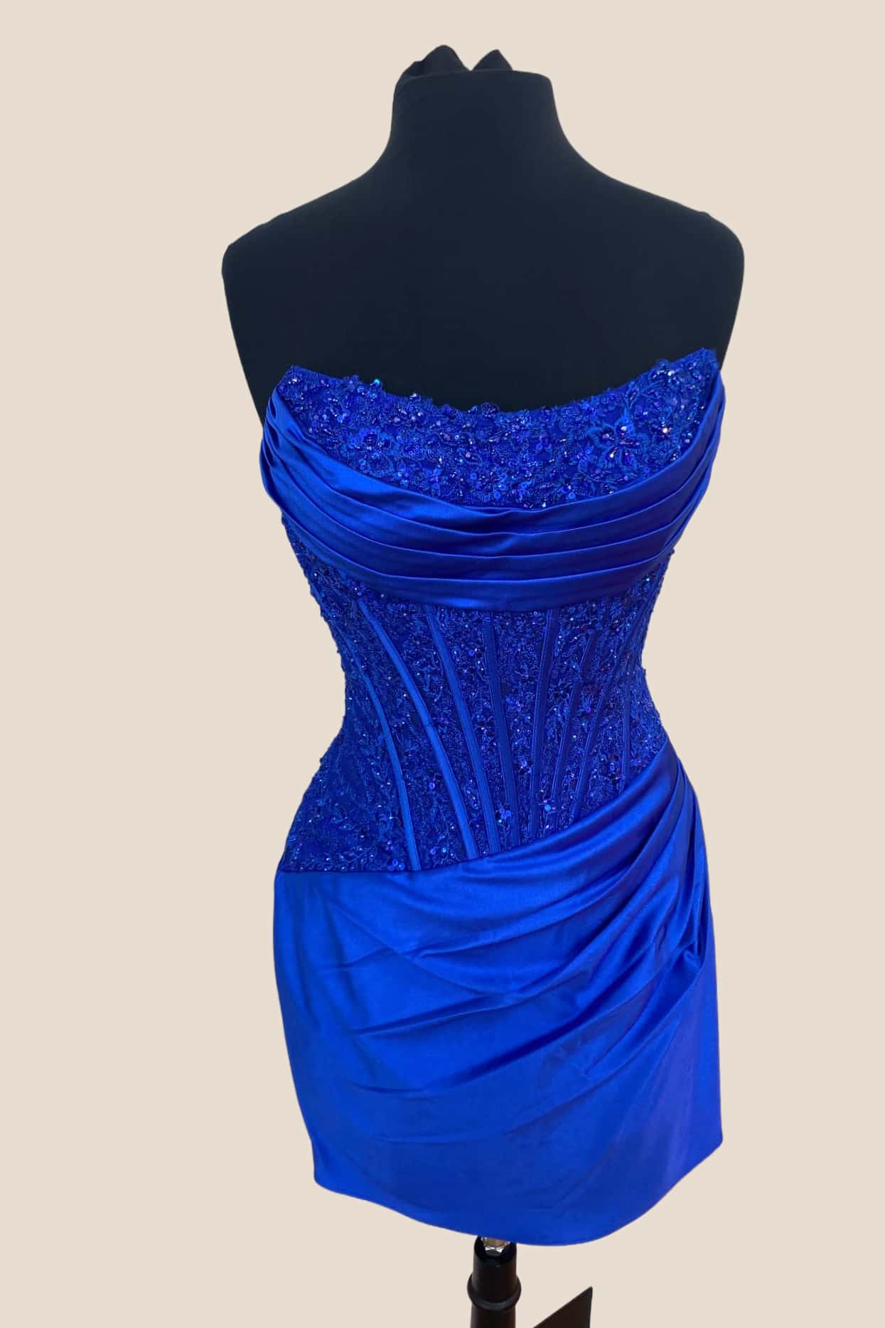 Pink Lace and Satin Fitted Dress - Image 5