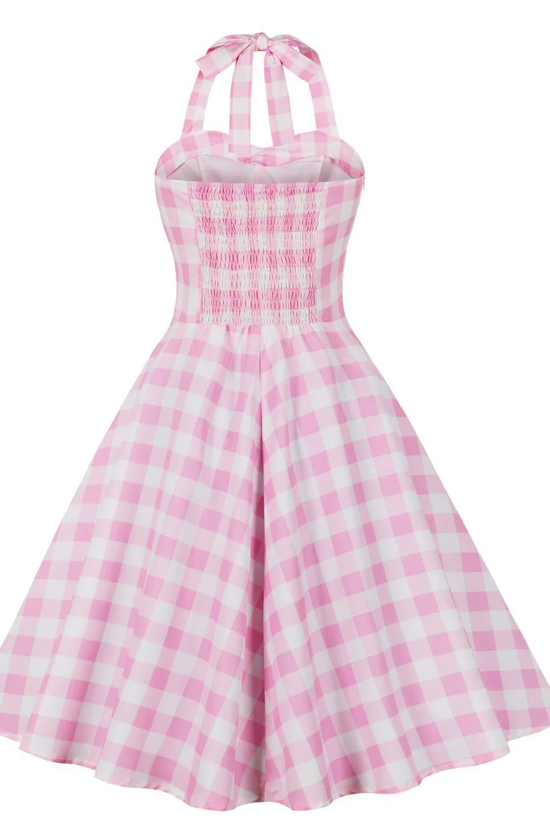 Pink Plaid Straps Barbie Dress - Image 2