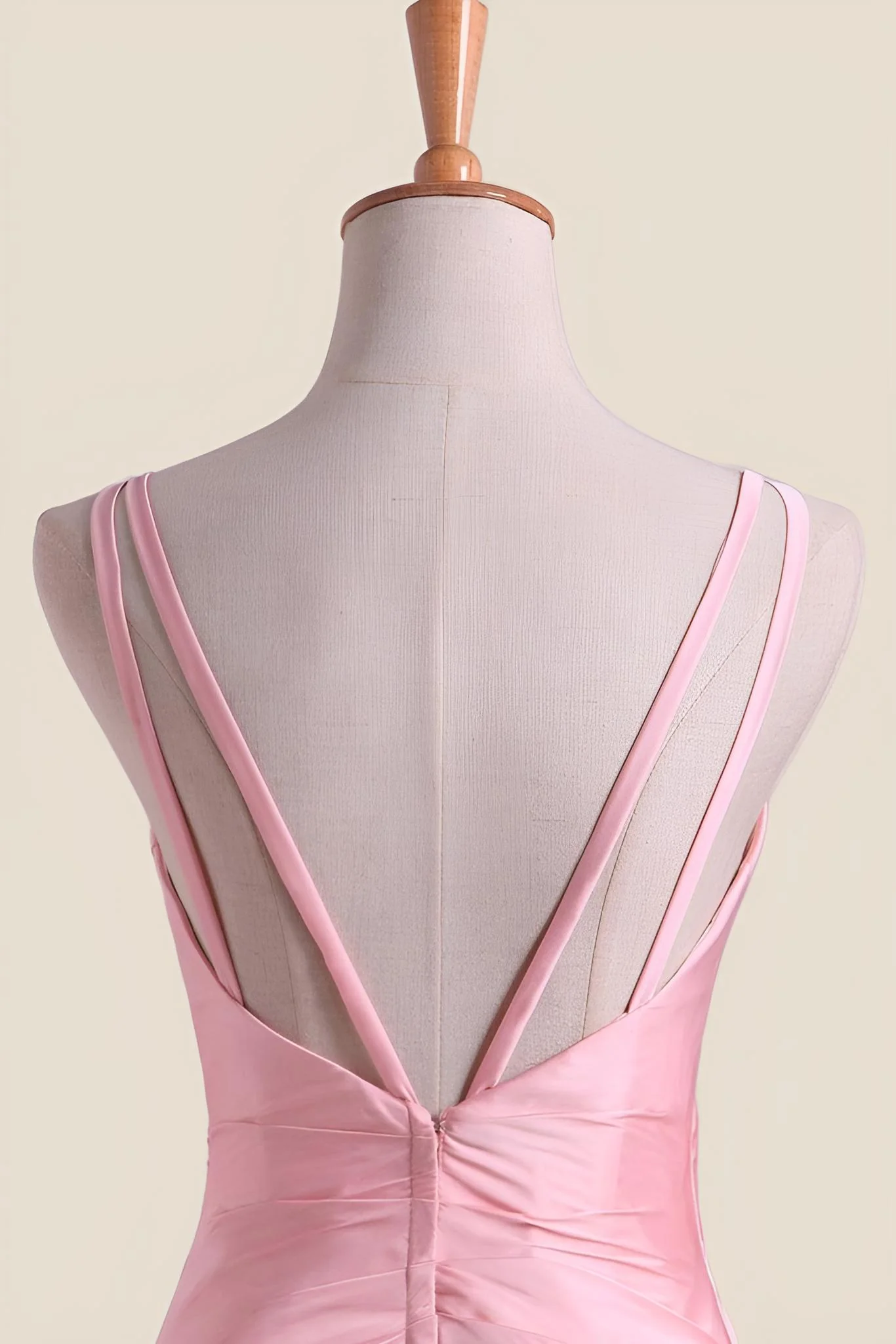 Pink Pleated Faux-Wrap Long Party Dress - Image 4