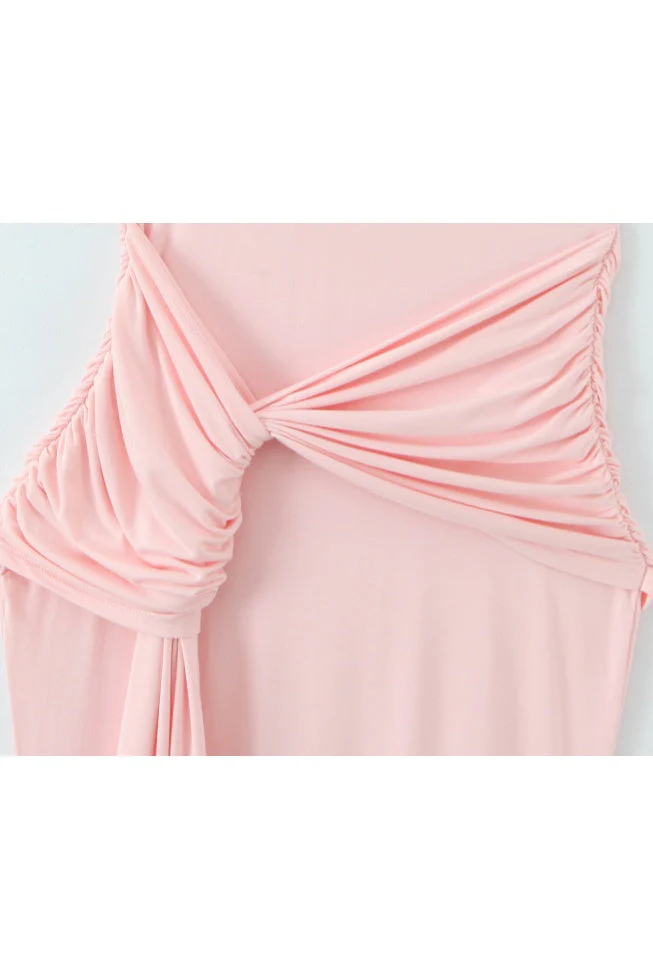Pink Scoop Fitted Knotted Long Dress - Image 3