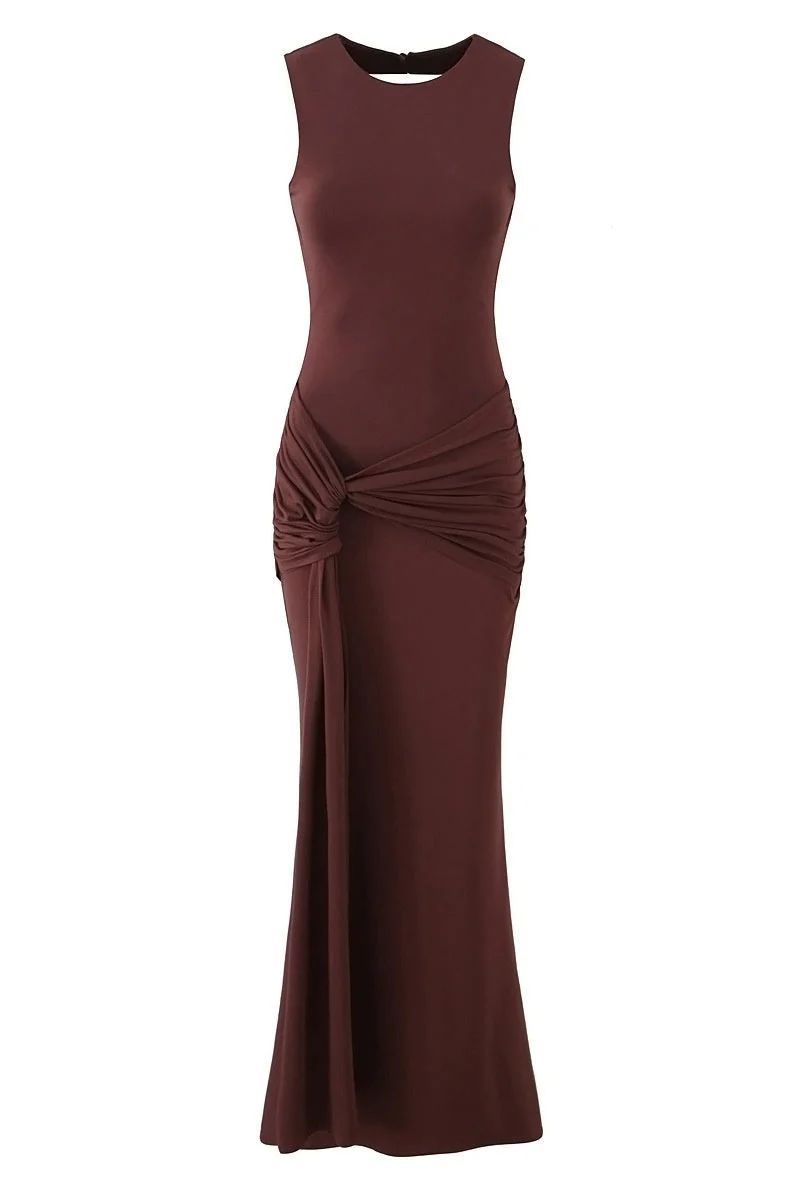 Pink Scoop Fitted Knotted Long Dress - Image 4