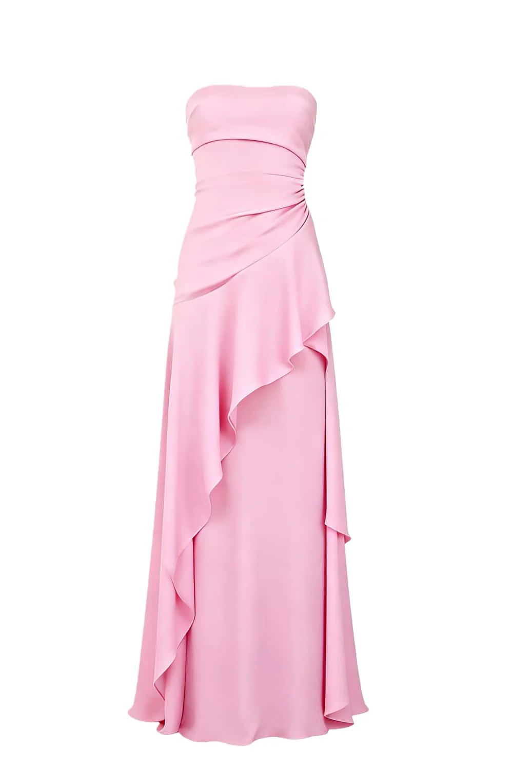 Red Strapless Ruched Slit Dress - Image 6