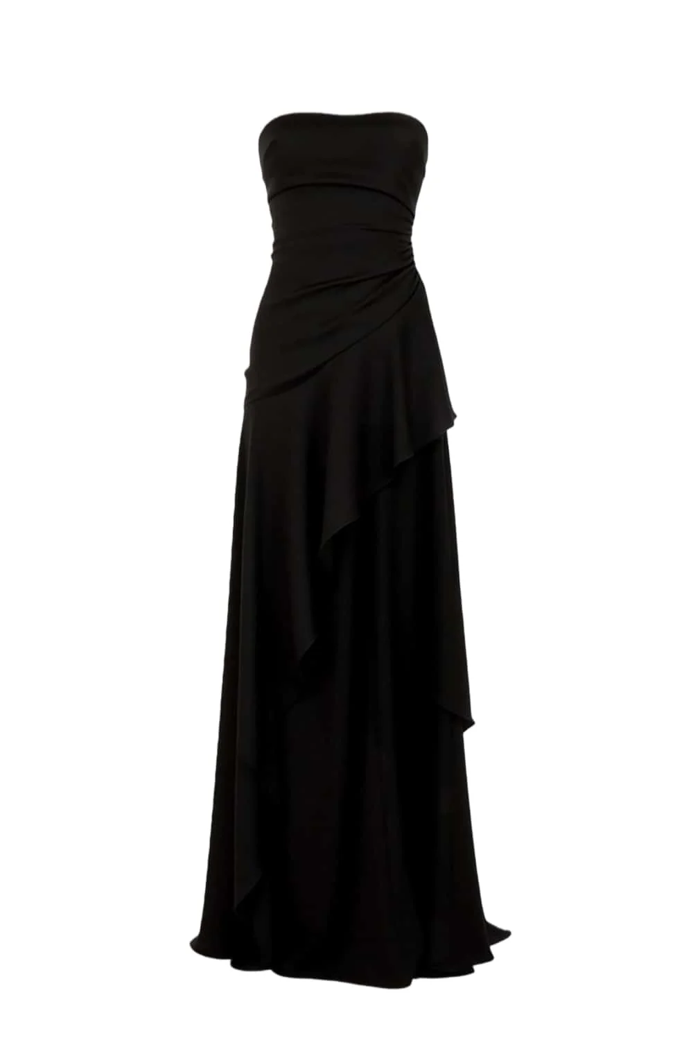 Red Strapless Ruched Slit Dress - Image 12