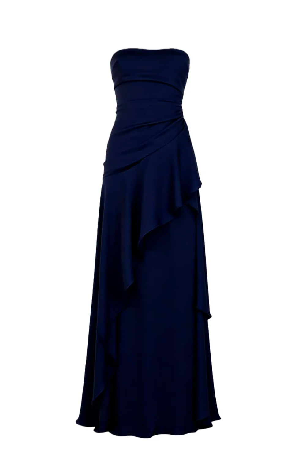 Red Strapless Ruched Slit Dress - Image 14