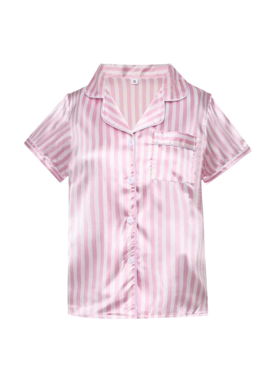 Pink Striped Short Sleeves Pajamas Set - Image 3