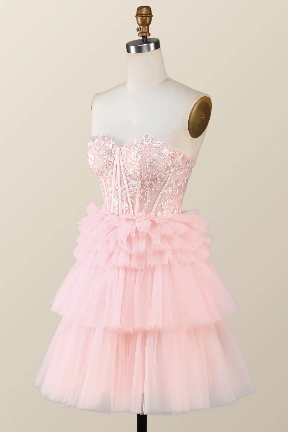 Red Sweetheart Lace and Ruffles Short Tulle Dress - Image 12