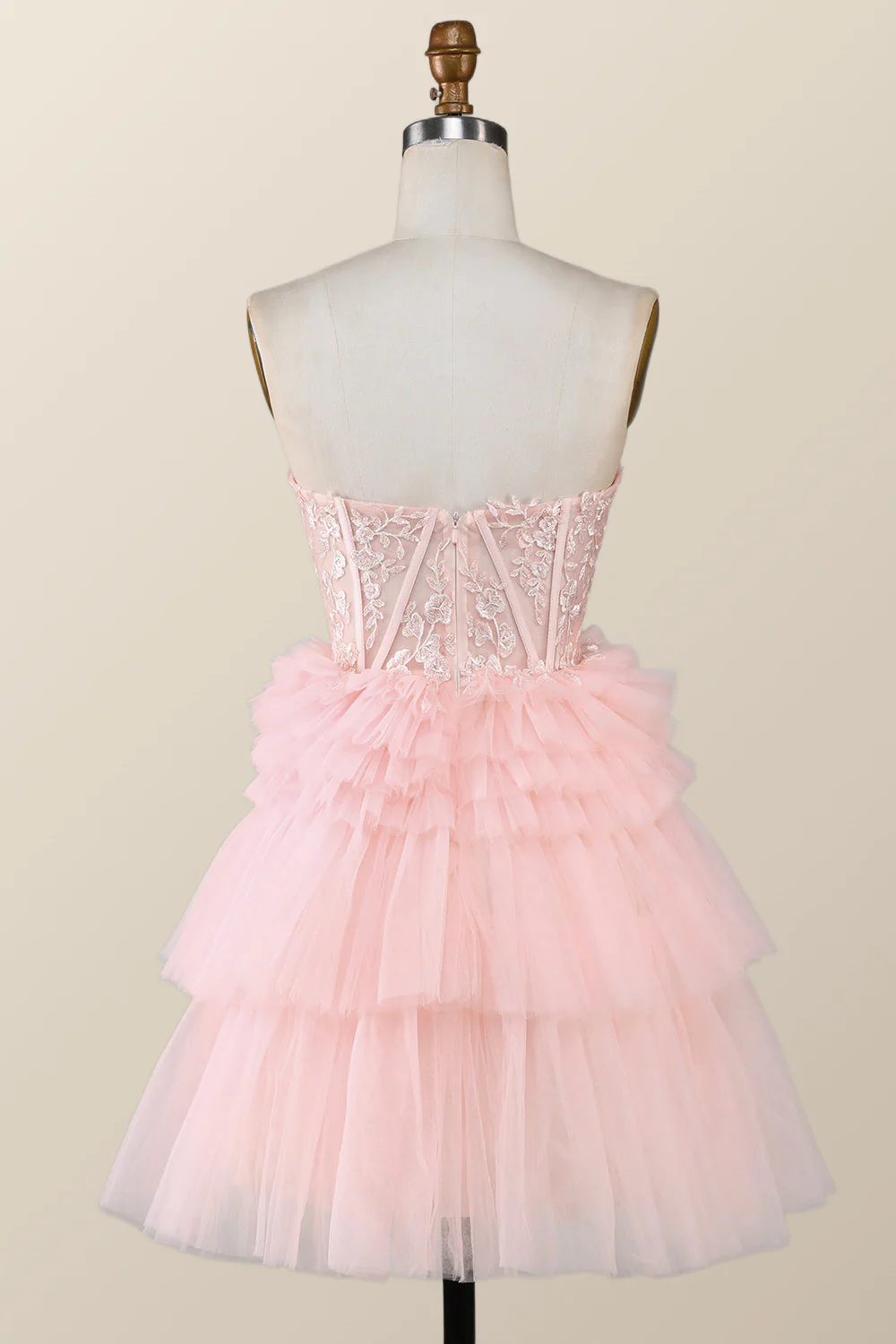 Red Sweetheart Lace and Ruffles Short Tulle Dress - Image 5