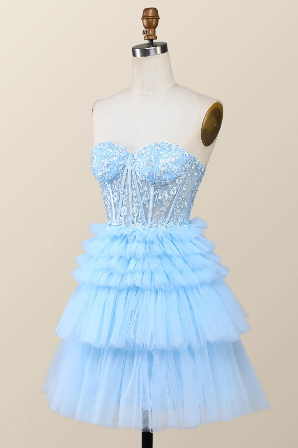 Red Sweetheart Lace and Ruffles Short Tulle Dress - Image 8