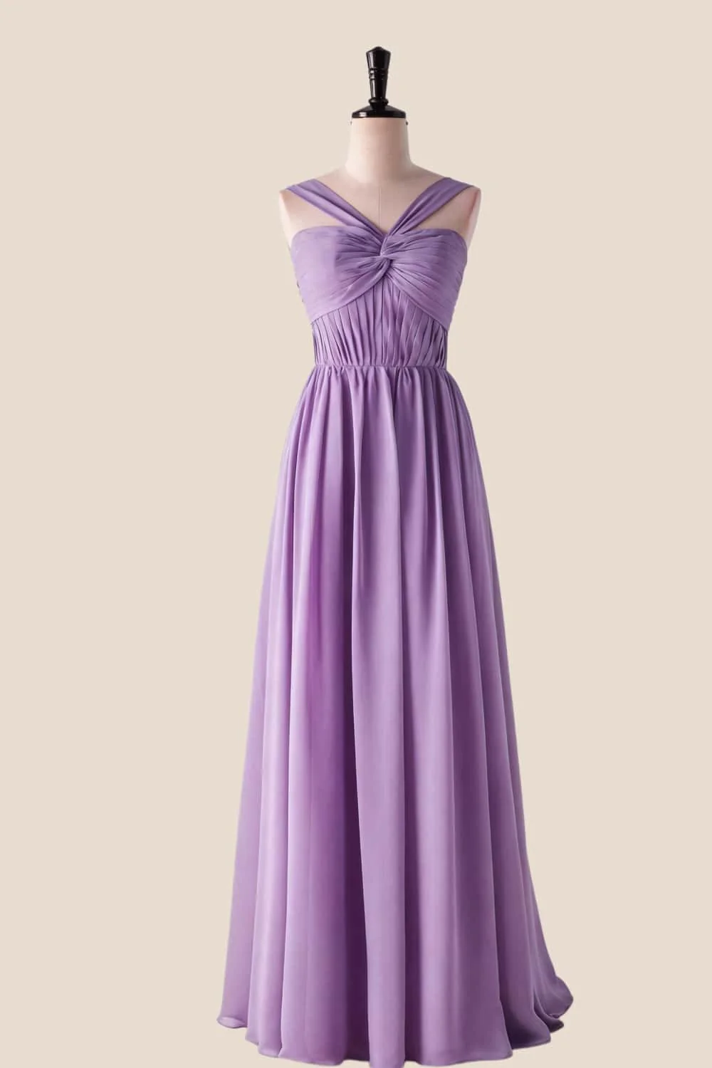 Pleated Halter Blue Chiffon Long Bridesmaid Dress - Image 10
