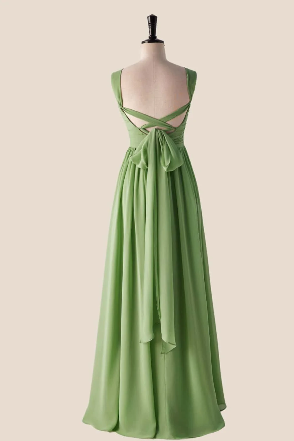 Pleated Halter Blue Chiffon Long Bridesmaid Dress - Image 4