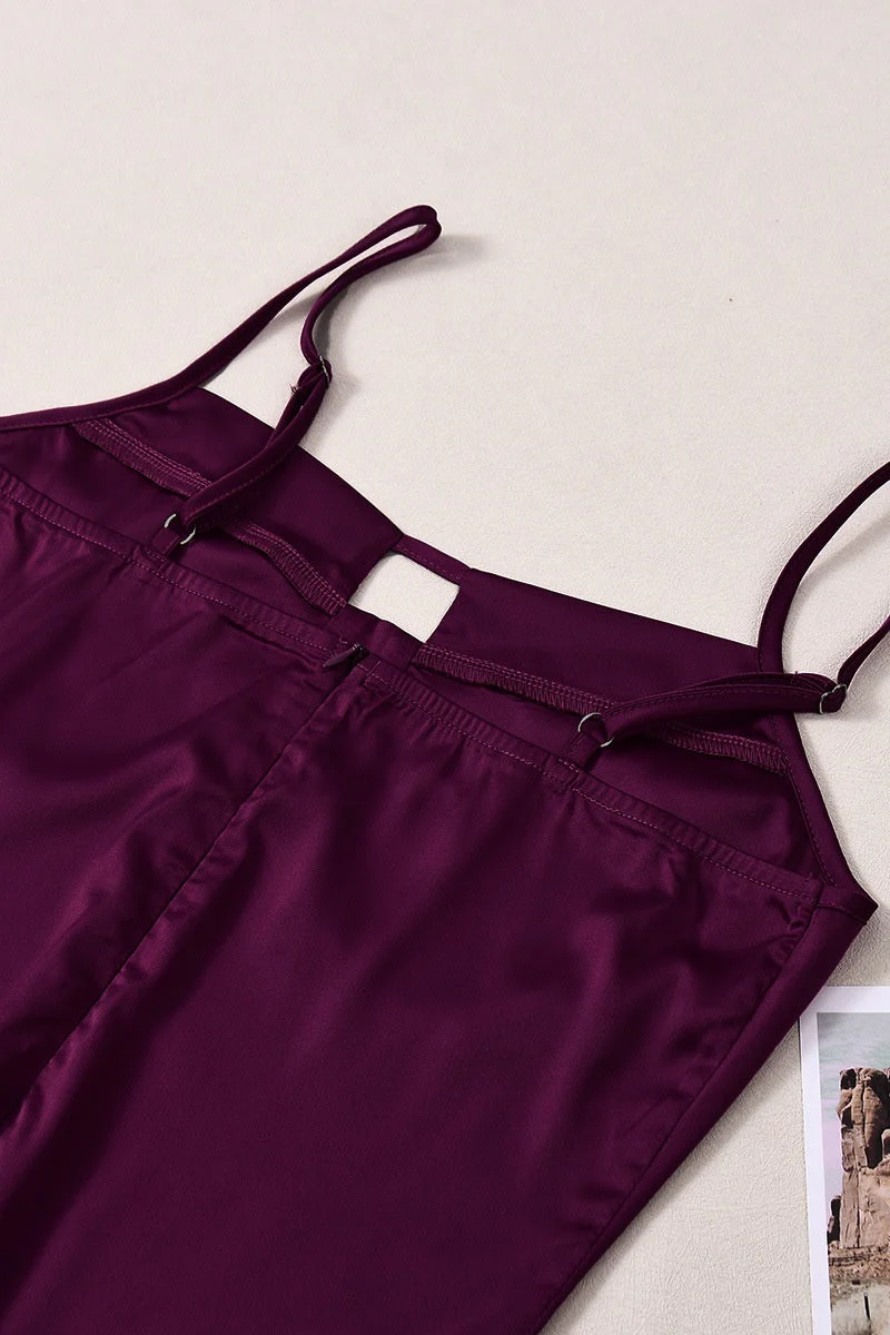 Plum Cut-out A-line Long Dress - Image 5