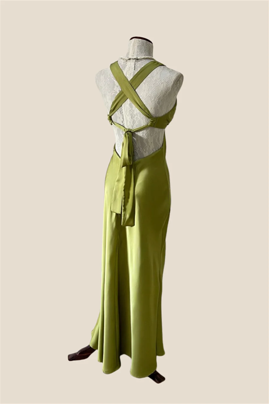 Plunge Neck Green Cutout Sheath Long Dress - Image 2