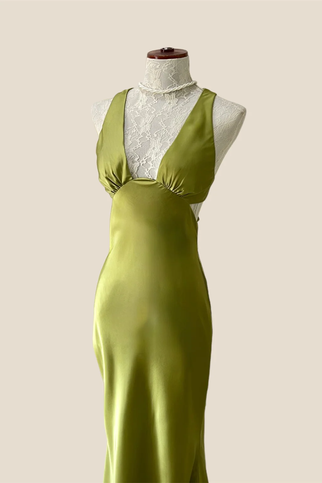 Plunge Neck Green Cutout Sheath Long Dress - Image 4