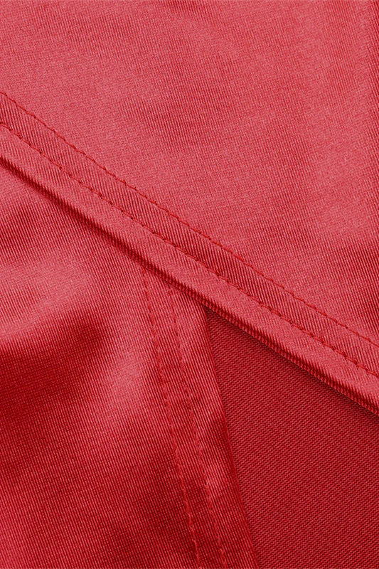 Plunge Red Ruched Long Dress with Slit - Image 8