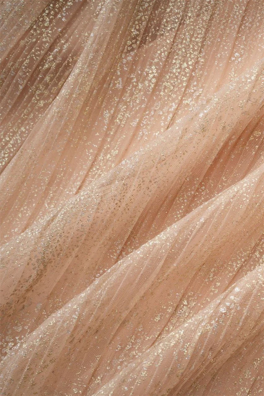Plunge V-neck Champagne Tiered Long Dress - Image 10