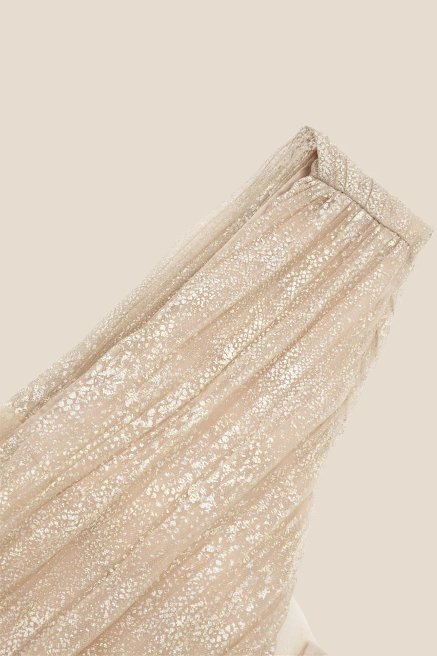 Plunge V-neck Champagne Tiered Long Dress - Image 5