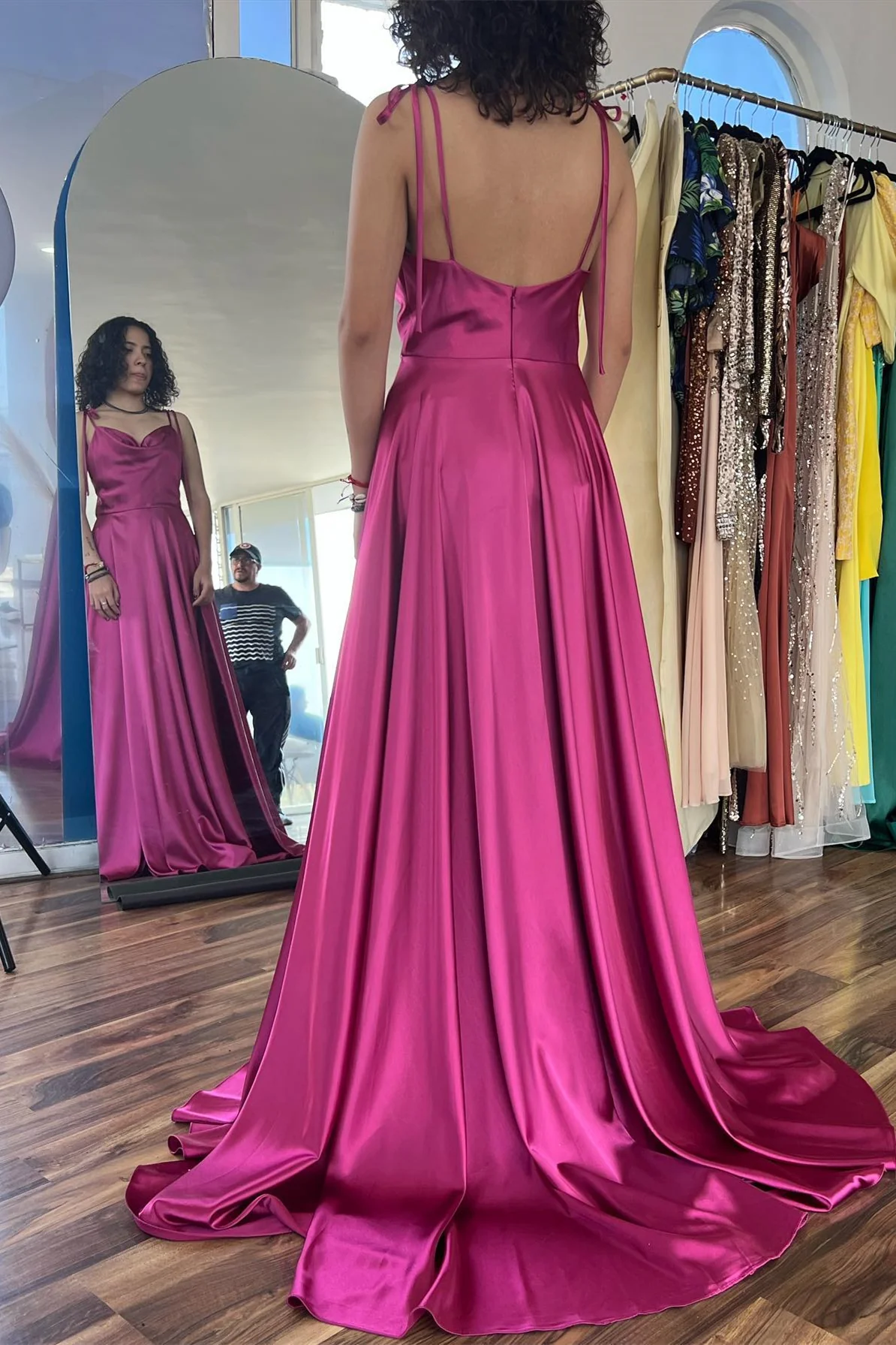 Princess Red A-line Long Dress with Tie Shoulders - Image 16
