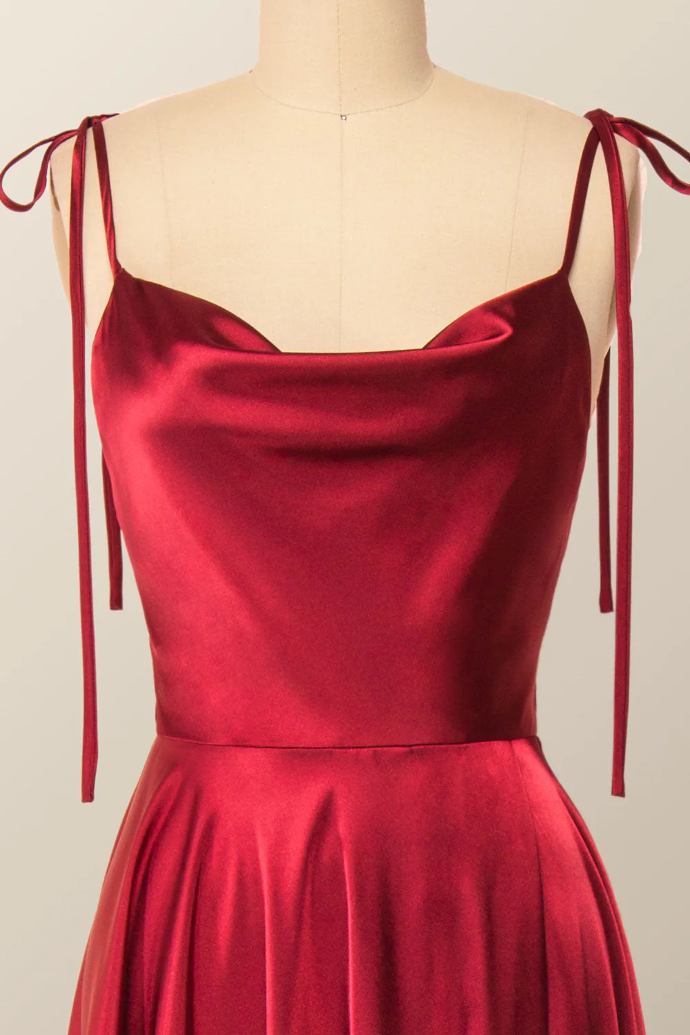 Princess Red A-line Long Dress with Tie Shoulders - Image 2