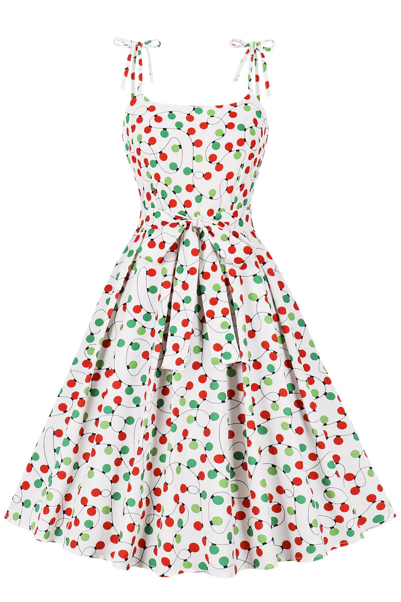 Red and Green Polk Dots A-line Short Dress