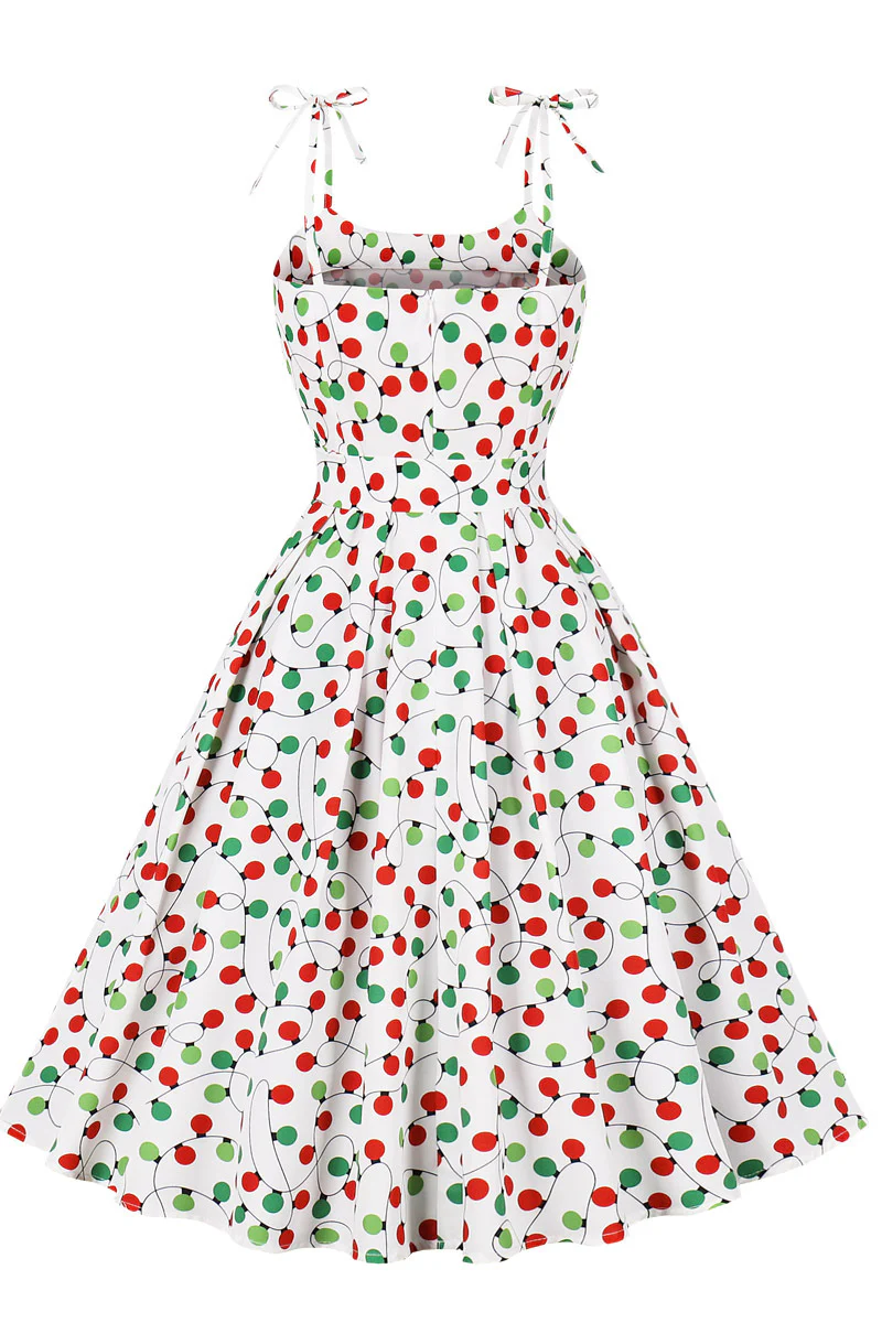 Red and Green Polk Dots A-line Short Dress - Image 2