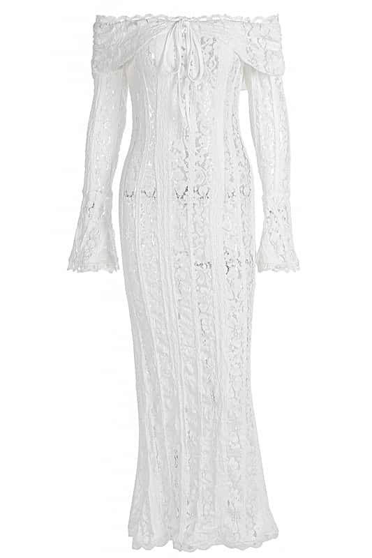 Red Lace Off-the-shoulder Long Dress - Image 3