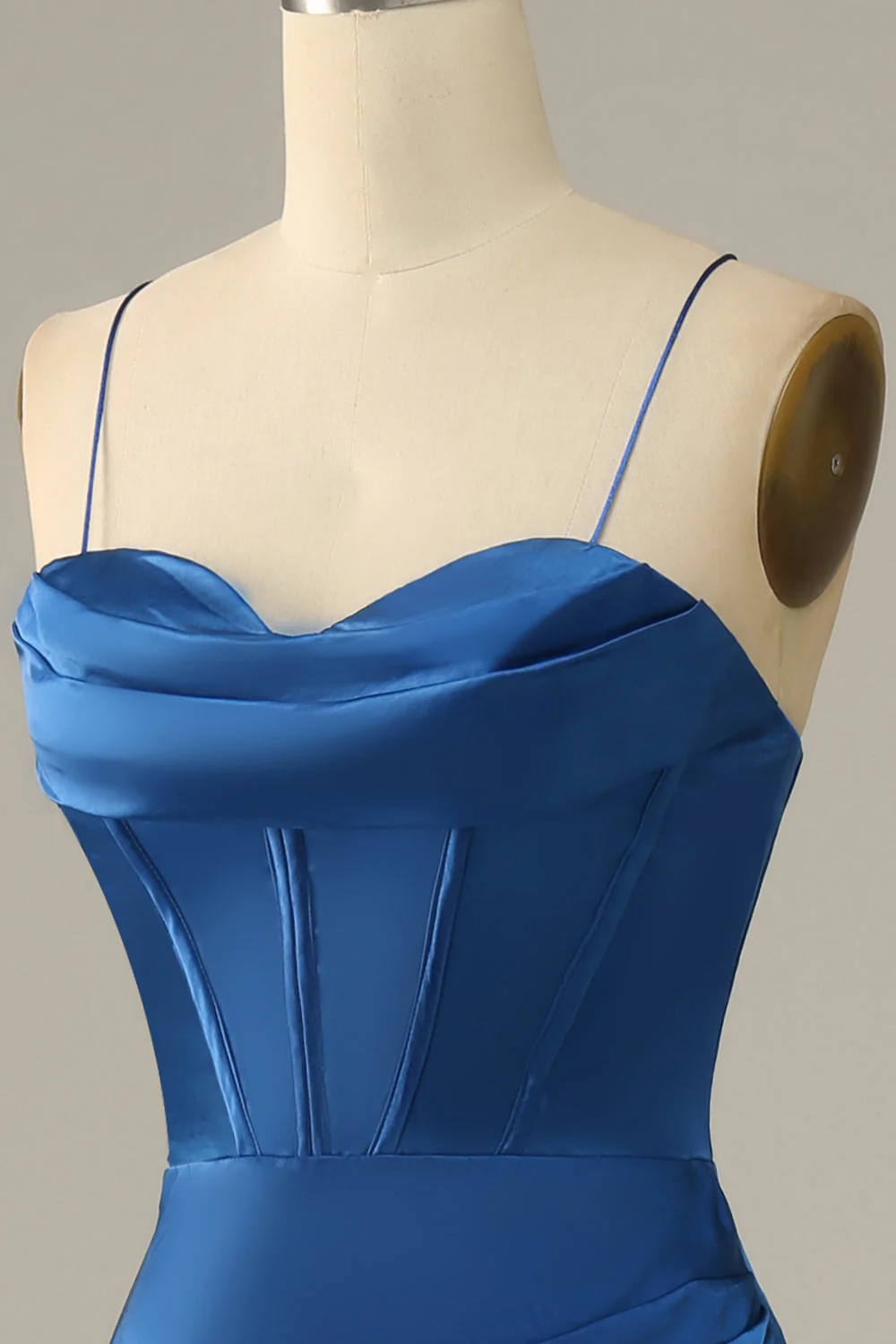 Royal Blue Mermaid Straps Long Dress with Slit - Image 10