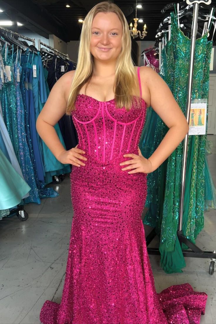 Light Blue Sequin Mermaid Long Formal Dress - Image 11