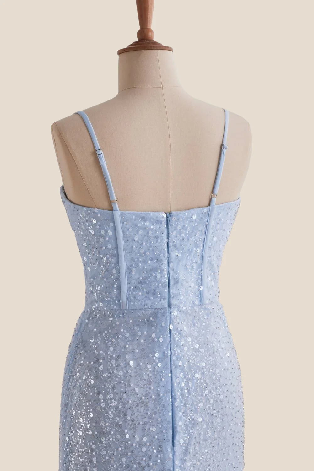 Light Blue Sequin Mermaid Long Formal Dress - Image 18