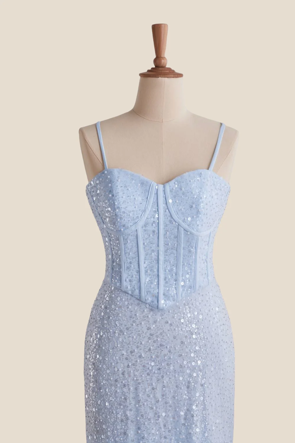 Light Blue Sequin Mermaid Long Formal Dress - Image 19
