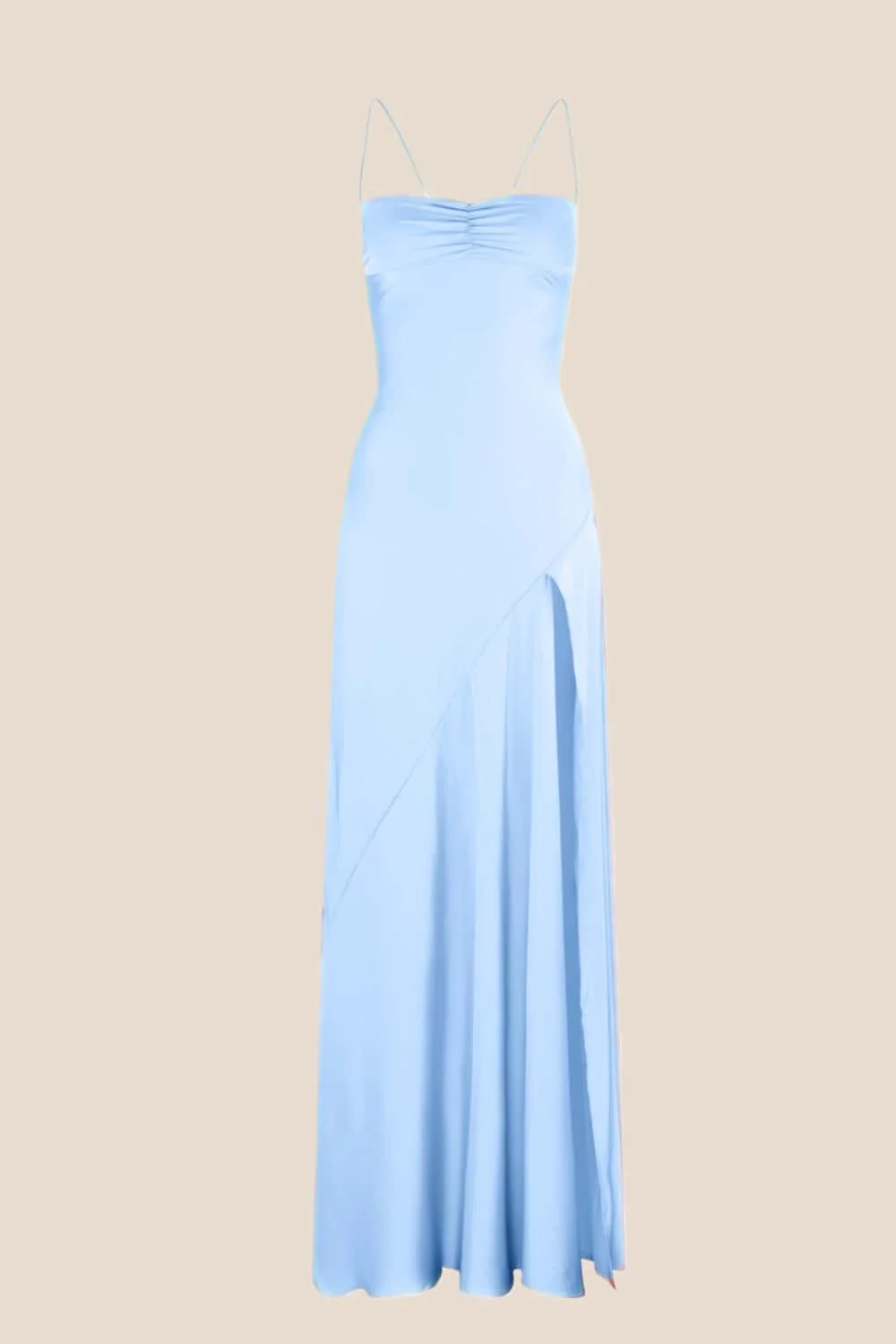 Spaghetti Straps Lilac Long Dress with Slit - Image 2
