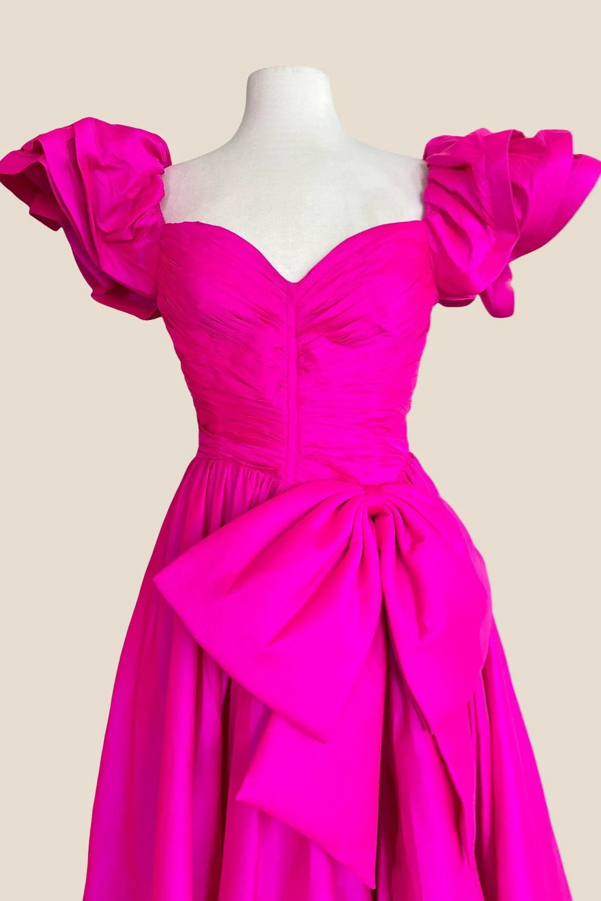 Ruffle Sleeves Orange Bow Long Dress with Slit - Image 2
