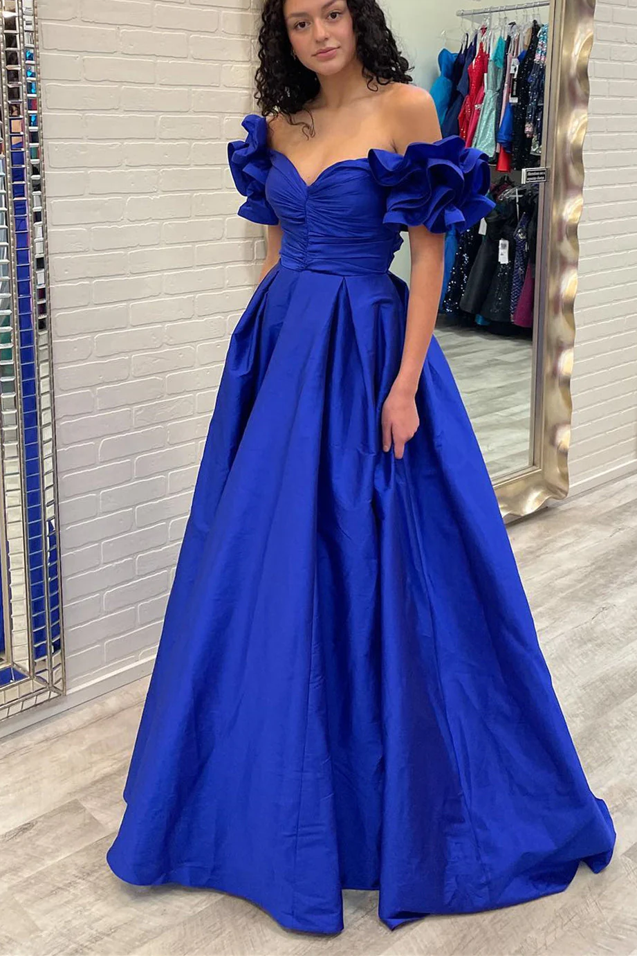 Ruffle Sleeves Orange Bow Long Dress with Slit - Image 5