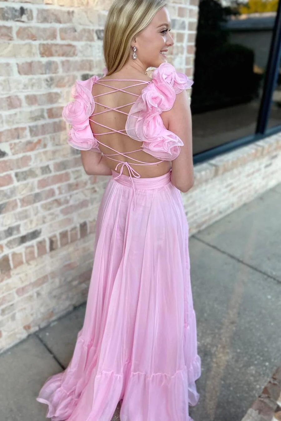 Ruffle Straps Fuchsia Pleated A-line Boho Dress - Image 4