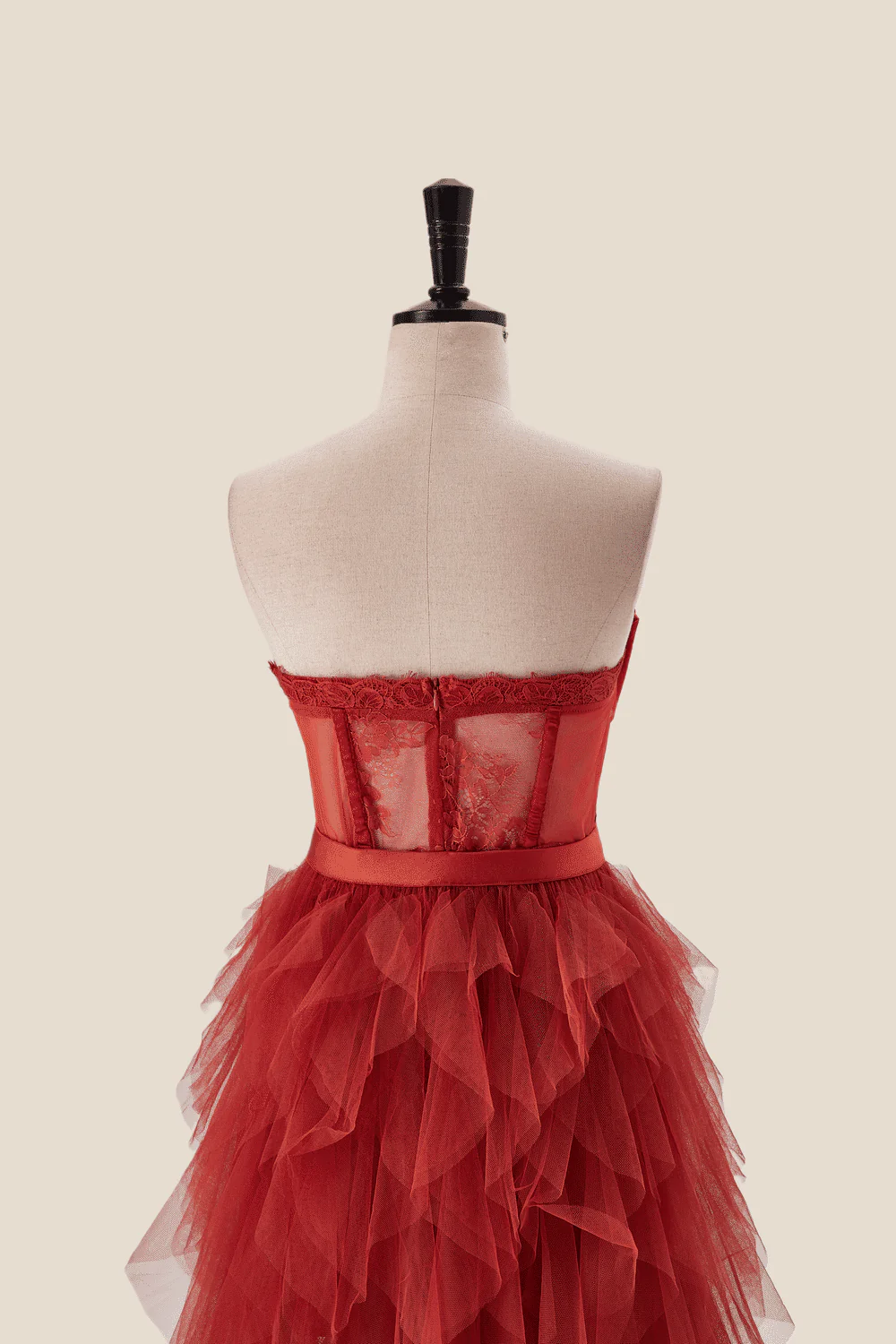 Rust Bustier Tiered Ruffle Long Dress - Image 6