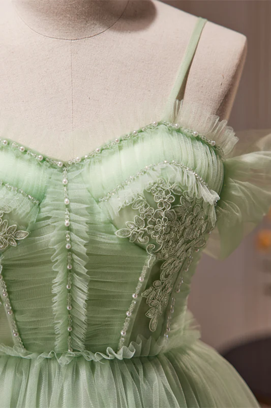 Sage Green Off the Shoulder Short Princess Dress - Image 2