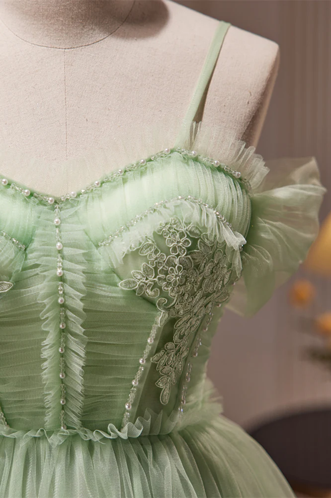 Sage Green Off the Shoulder Short Princess Dress - Image 3