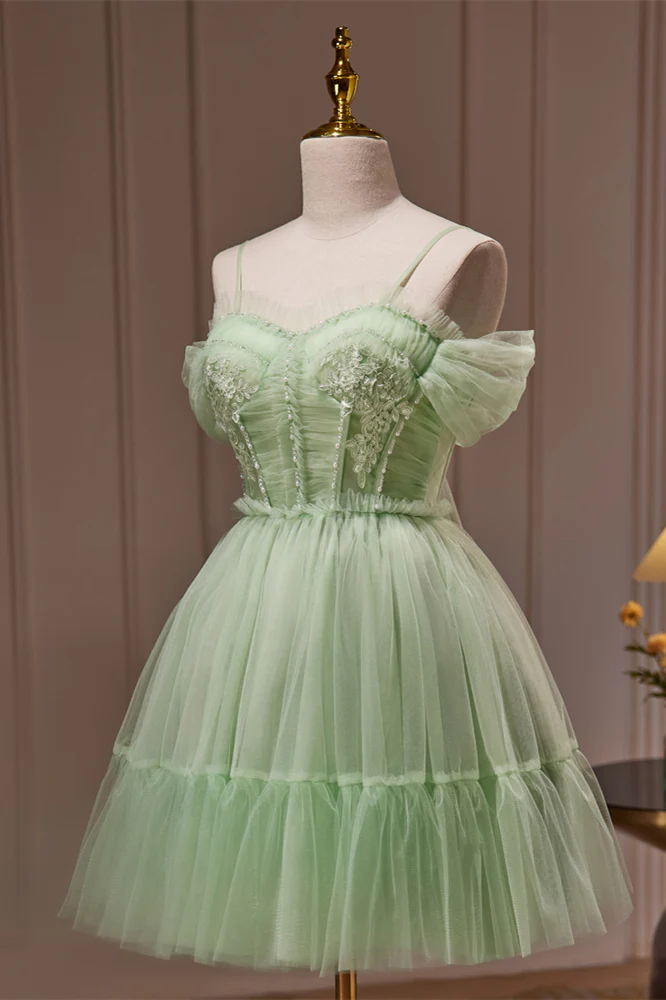 Sage Green Off the Shoulder Short Princess Dress - Image 4