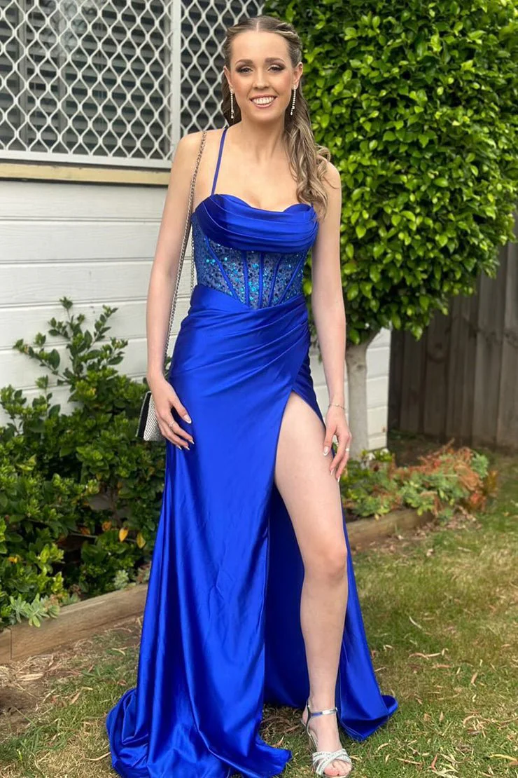 Sage Green Ruched Corset Mermaid Long Prom Dress - Image 13