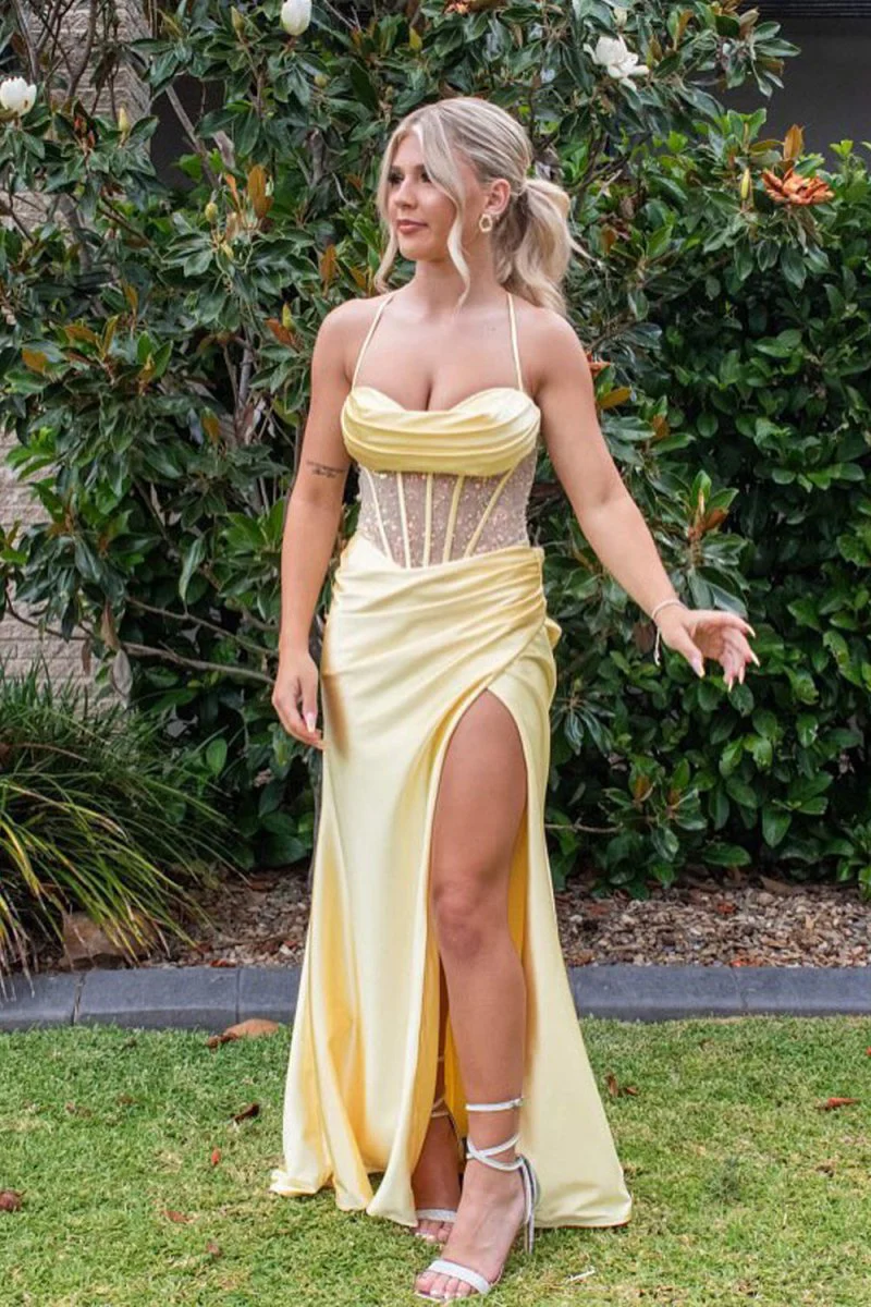 Sage Green Ruched Corset Mermaid Long Prom Dress - Image 14