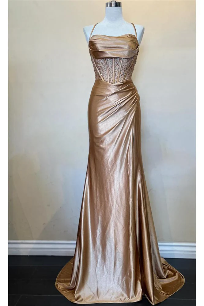 Sage Green Ruched Corset Mermaid Long Prom Dress - Image 7