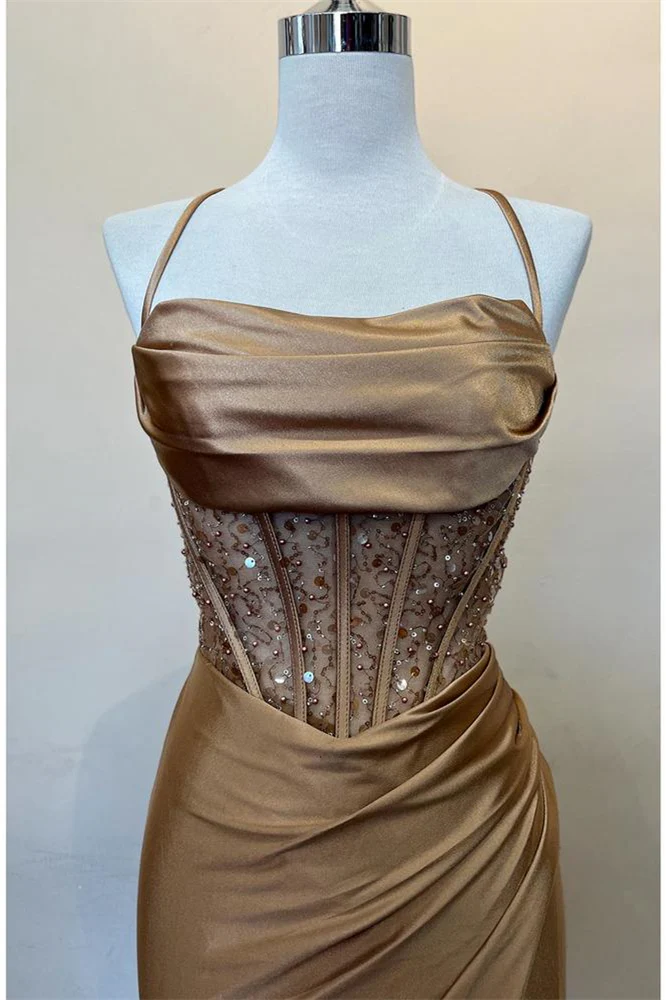 Sage Green Ruched Corset Mermaid Long Prom Dress - Image 8