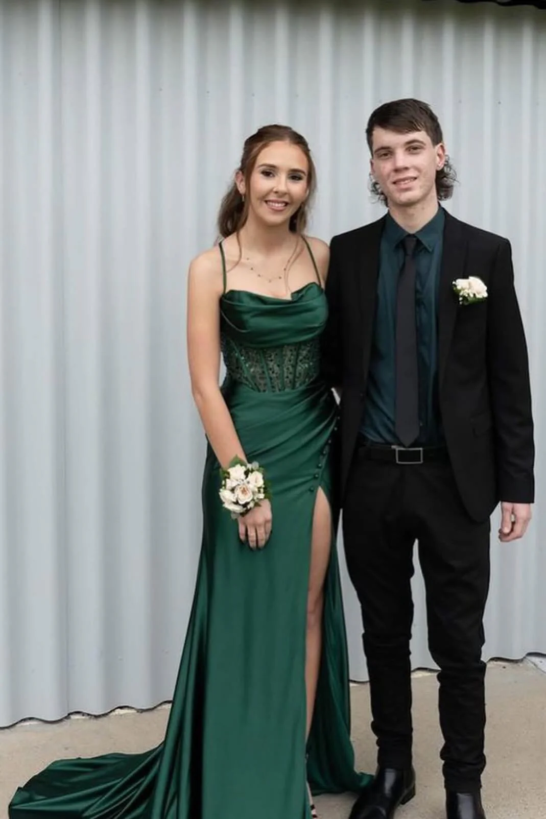 Sage Green Ruched Corset Mermaid Long Prom Dress - Image 9