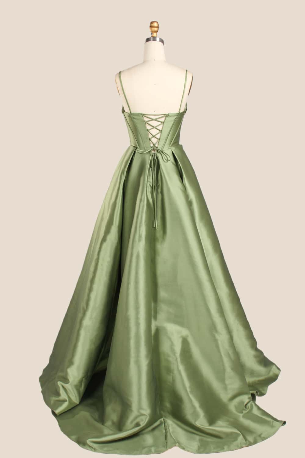 Light Blue Ruched Satin A-line Formal Dress - Image 9