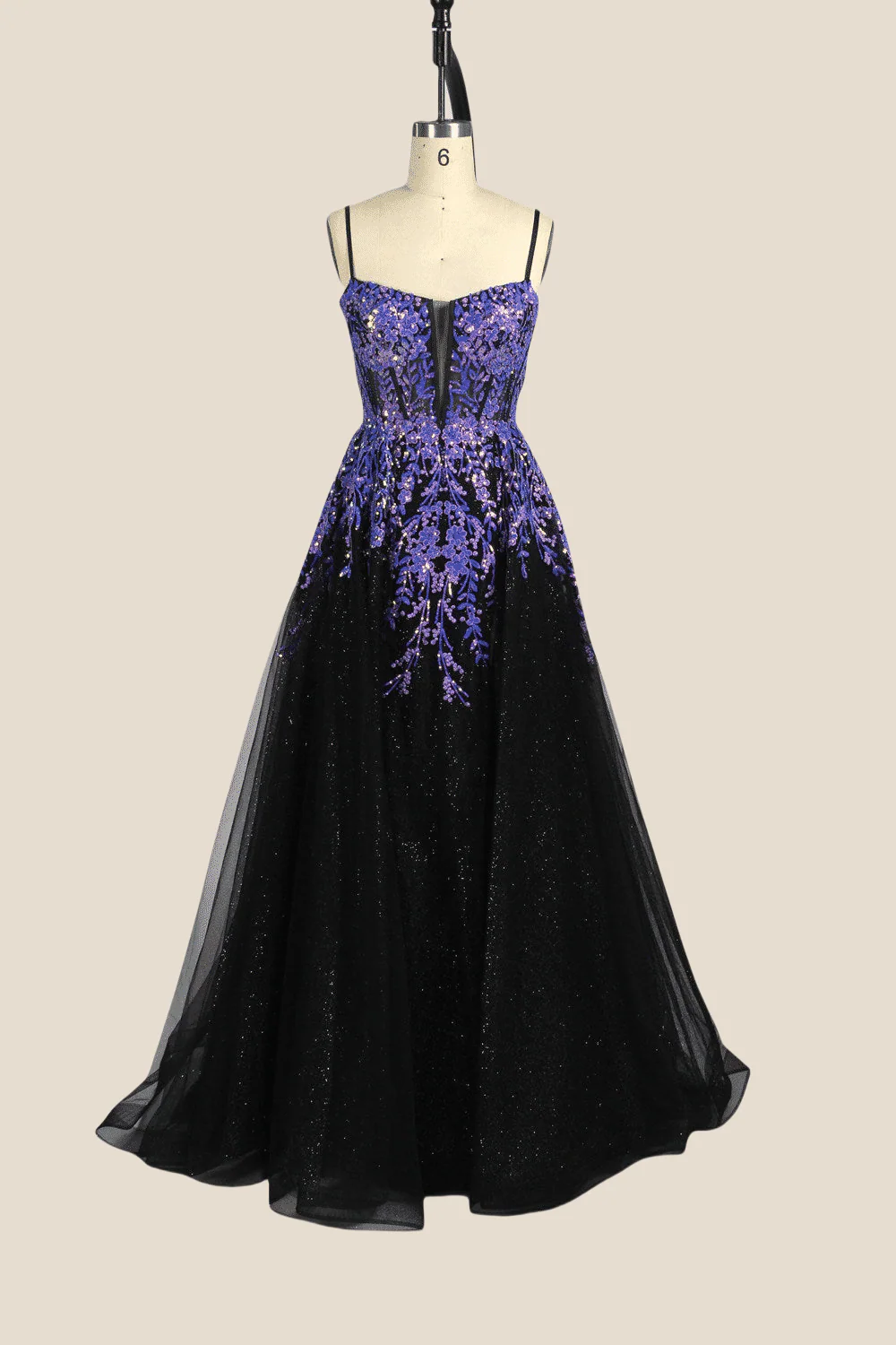 Sage Green Sequin A-line Long Dress with Slit - Image 9