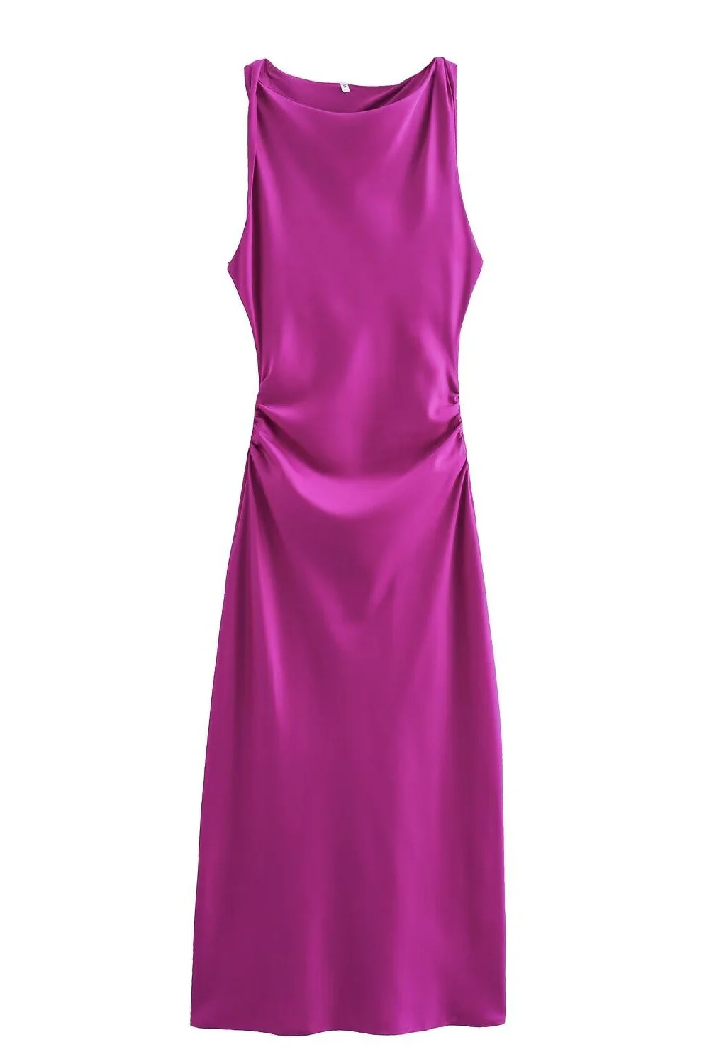Sage Green Sleeveless Ruched Long Dress - Image 2
