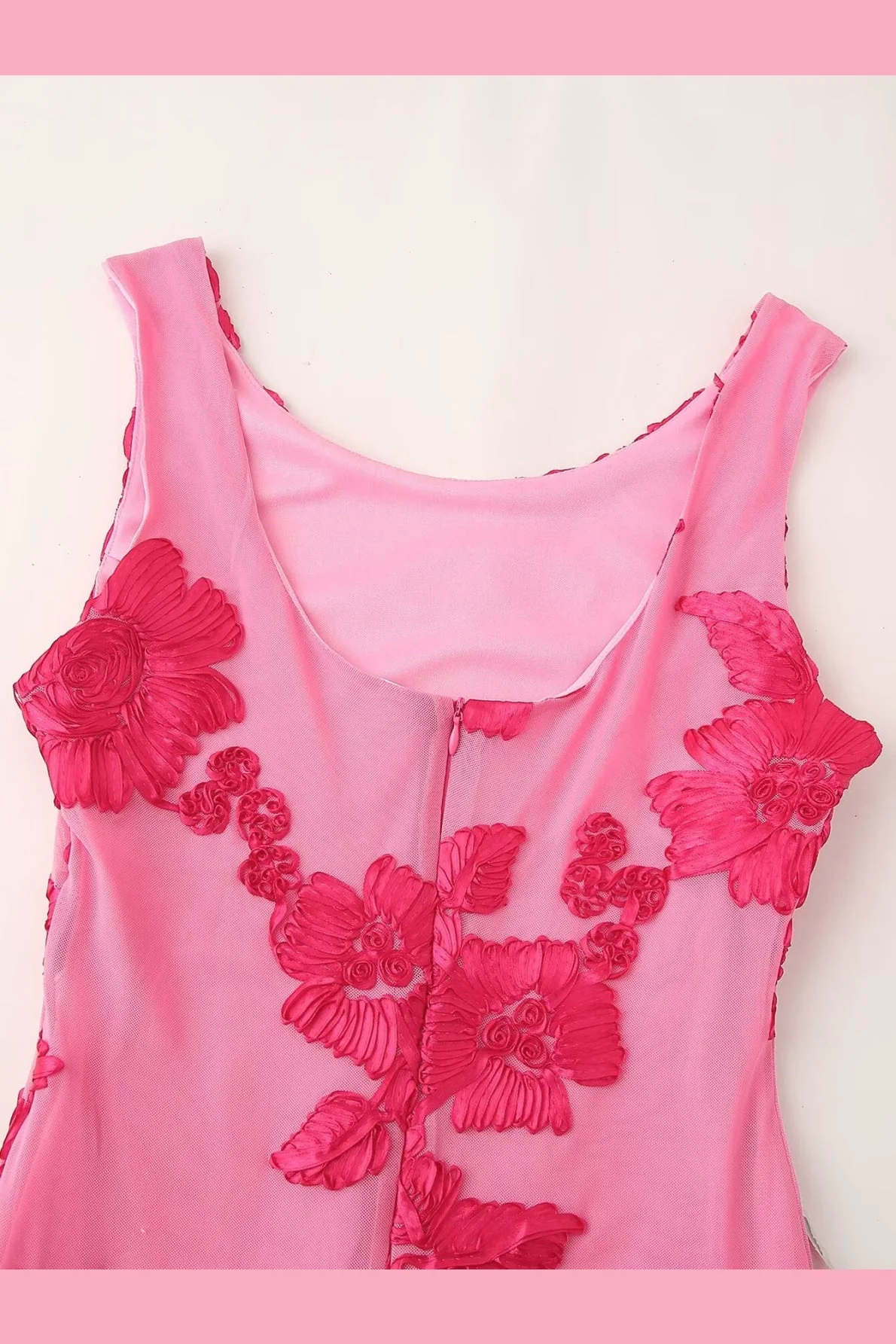 Scoop Hot Pink Floral Jacquard Fitted Long Dress - Image 3