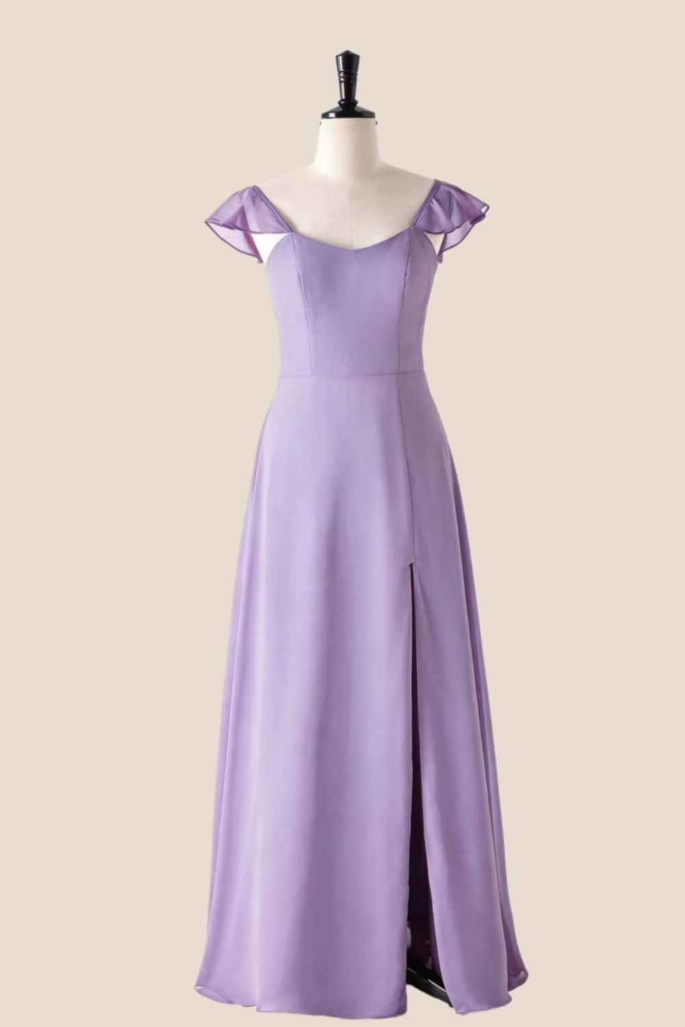 Scoop Rust Red Chiffon Long Bridesmaid Dress - Image 4
