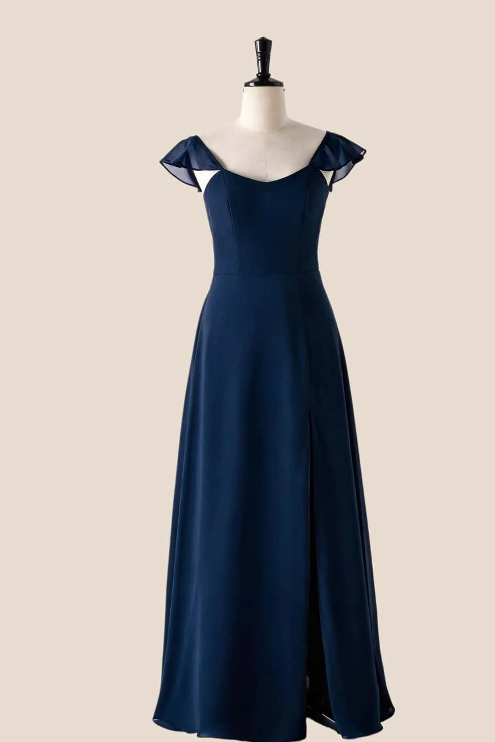 Scoop Rust Red Chiffon Long Bridesmaid Dress - Image 5
